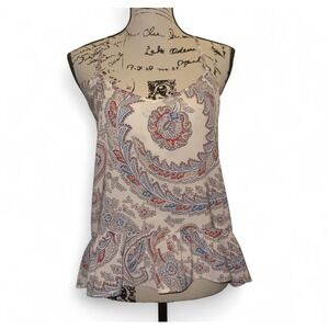 Y2K Abercrombie & Fitch Women's Paisley Print Halter Top Ruffle Hem Sleeveless S